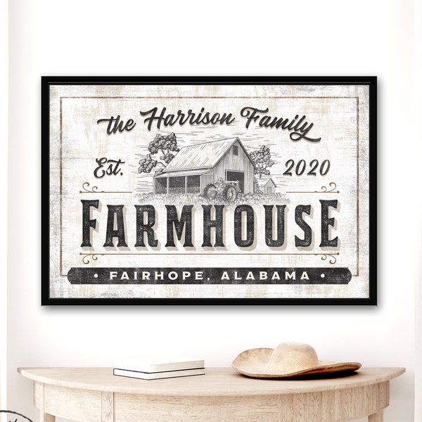 Personalized Farmhouse Sign, Rustic Farm Wall Art, Family Last Name Farm Sign, Homestead Canvas Sign, Farmhouse Custom