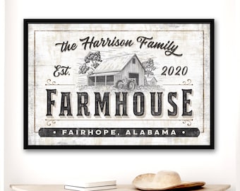 Personalized Farmhouse Sign, Rustic Farm Wall Art, Family Last Name Farm Sign, Homestead Canvas Sign, Farmhouse Custom