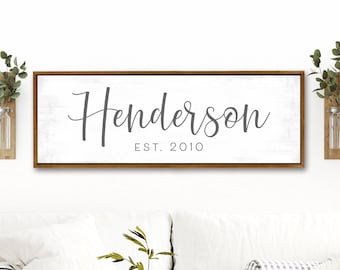 Personalized Family Last Name Established Sign | Large Family Last Name Canvas Signs Framed Optional | Family Last Name Established Signs