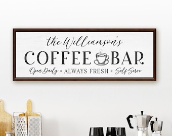 Coffee Bar Sign Personalized | Coffee Signs For Kitchen | Coffee Bar