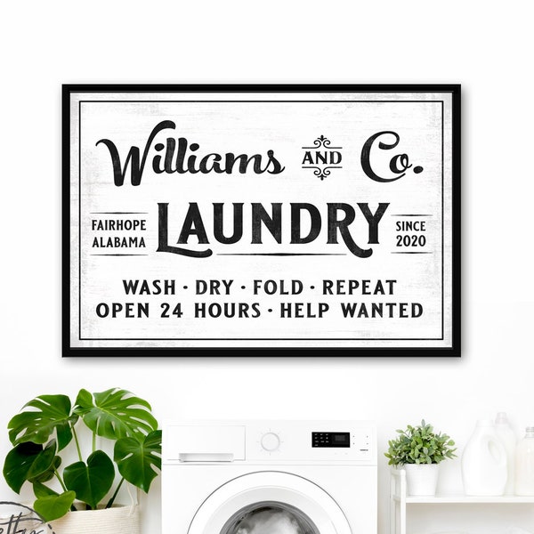 Personalize Laundry Sign, Farmhouse Laundry Room, Wash Dry Fold Repeat, Laundry Room Decor, Custom Laundry Room Sign