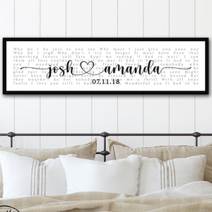 Custom Song Lyrics on Canvas Wall Art, His and Hers Wedding Anniversary Gift Personalized, Music First Dance Song, Bedroom Signs Above Bed