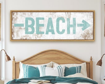 Beach Signs with Arrow, Beach This Way Canvas Wall Art