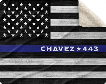 Police blanket-cop blanket-sheriff blanket-minky blanket-baby shower gift-birthday gift-flag blanket-blue line gifts-back the blue gift