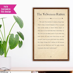 The Velveteen Rabbit Wall Art | Velveteen Rabbit Sign | Velveteen Rabbit Quote Print | Velveteen Rabbit | The Velveteen Rabbit