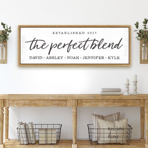 The Perfect Blend Family Sign | Blended Family Signs Large | Mixed Family Wall Art | For Family Room Wall | Blended Family Wedding Gift