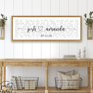 Custom Song Lyrics on Canvas Wall Art, His and Hers Wedding Anniversary Gift Personalized, Music First Dance Song, Bedroom Signs Above Bed