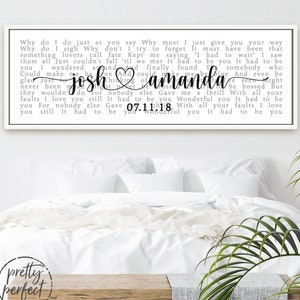 Custom Song Lyrics on Canvas Wall Art, His and Hers Wedding Anniversary Gift Personalized, Music First Dance Song, Bedroom Signs Above Bed