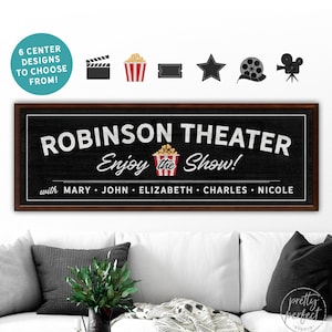 Custom Lounge Sign | Personalized Movie Theater Decor | Theatre Signs | Game Room Wall Art | Movie Room Decor | Movie Artwork | Cinema Signs