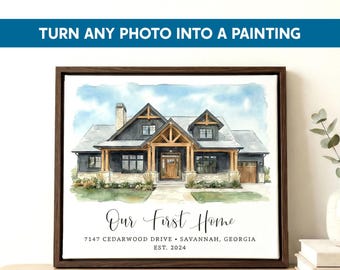 Custom House Painting from a Photo, Realtor Real Estate Closing Gifts for New Home Buyers Clients, Watercolor Drawing Coloring or Sketch