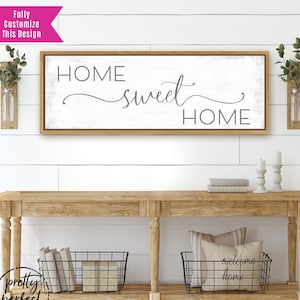 Large Home Sweet Home Sign | Home Sweet Home Canvas Wall Art | Farmhouse Home Sweet Home Signs