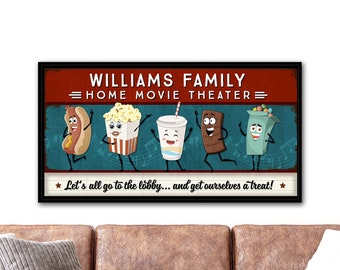 Let's All Go To The Lobby | Custom Family Movie Room Wall Art | Movie Concession Stand Sign