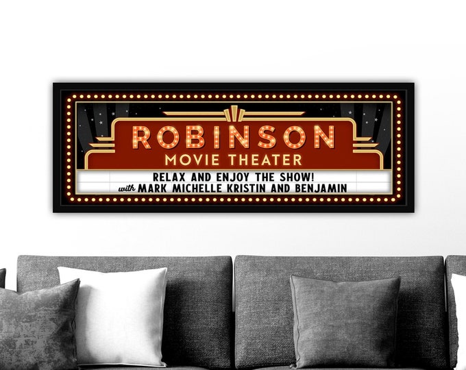 Custom Home Theater Sign | Movie Theater Decor | Personalized Movie Theatre Sign, Theater Room Decor, Movie Marquee Sign, Cinema Signs