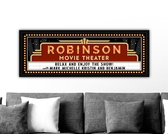 Custom Home Theater Sign | Personalized Movie Room Decor, Movie Theatre Marquee Sign, Theater Room Decor, Movie Theater Sign, Cinema Signs