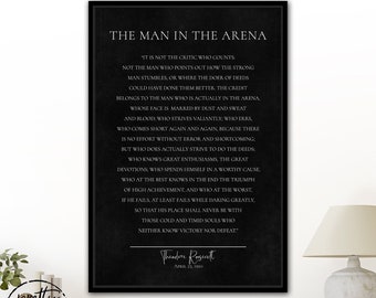 The Man In The Arena Sign | The Man In The Arena Framed | Theodore Roosevelt