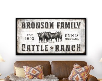 Personalized Cattle Sign Farmhouse, Brahmin Bull Ranch Signs, Cattle Ranch Sign with Choice of Cattle Picture | Cattle Ranch Sign