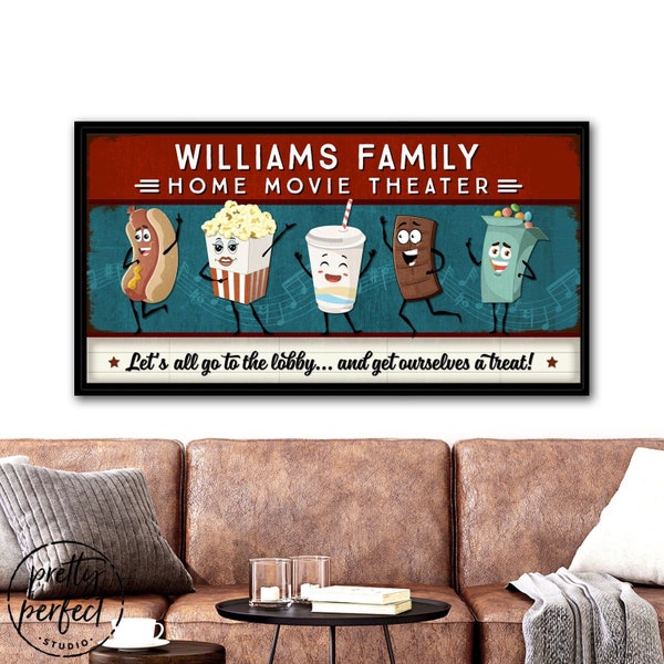 Let's All Go To The Lobby | Custom Family Movie Room Wall Art | Movie Concession Stand Sign