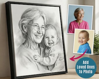 Personalized Memorial Portrait, Add Passed Away Loved Ones Picture Holding Baby, Realistic Photo Merge Photoshop, Combine Multiple Pictures
