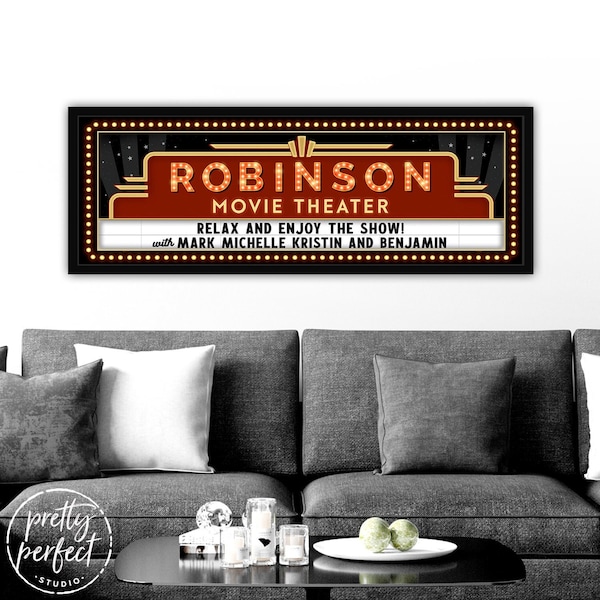 Custom Home Theater Sign | Personalized Movie Room Decor, Movie Theatre Marquee Sign, Theater Room Decor, Movie Theater Sign, Cinema Signs