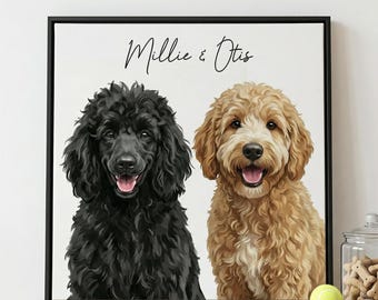 Custom Pet Portrait Painting from Photo Watercolor, Dog and Cat Drawing Artwork Personalized in Water Color