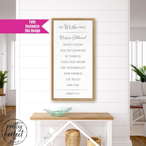 Custom Family Values Mission Statement Sign | Personalized Family Motto Proclamation, House Rules Canvas Wall Art Print