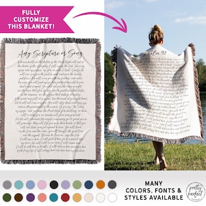 Psalm 91 Blanket with Personalization - Christian Woven Blanket with Name and Bible Verse Christian Gifts