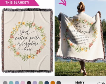 Custom Bible Verses Blankets, Personalized Healing Scripture Prayer Woven Blanket Customized with Bible Verse for Christian Women of Faith