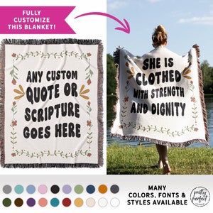 Christian Woven Blanket Scripture with Personalization - Christian Gifts for Women - Scripture Blanket for Girls - Bible Verse Blanket