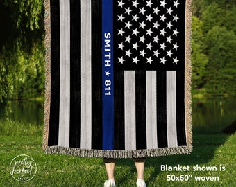 Thin Blue Line Blanket Custom | Police Officer Blanket | Law Enforcement Blanket | Deputy Sheriff Blanket | Blue Line Blanket