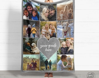 Personalized Picture Blanket, Personalised Sherpa Photo Blankets, Custom Photos Collage Blanket