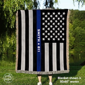Thin Blue Line Blanket Custom | Police Officer Blanket | Law Enforcement Blanket | Deputy Sheriff Blanket | Blue Line Blanket