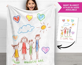 Nana Blanket, Custom Blankets for Nana, Kids Drawing Blanket, Personalized Grandma Blanket