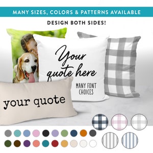 Custom Throw Pillow with Words and Picture Collage, Personalized Pillows