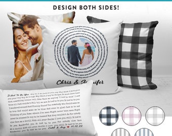 Custom Song Lyric Pillow, Our 1st Dance Lyrics and Photo Gifts for Her Engagement, 50th Wedding Anniversary