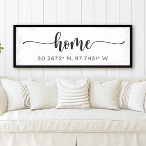 New Home Sign with Coordinates Framed Wall Art