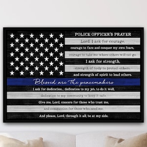 Police Officer Academy Graduation Gifts for Men & Women, Thin Blue Line Police Officer Prayer, Cop Gifts for Law Enforcement, Police Prayer