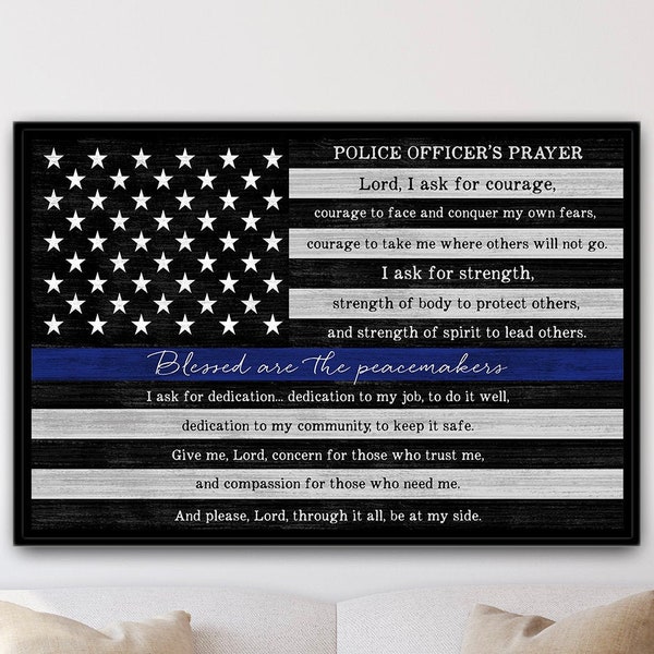Police Officer Academy Graduation Gifts for Men & Women, Thin Blue Line Police Officer Prayer, Cop Gifts for Law Enforcement, Police Prayer
