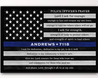 Personalized Police Officer Academy Graduation Gift, Law Enforcement Sign For Cop, Deputy Sheriff, NYPD State Trooper, Police Prayer