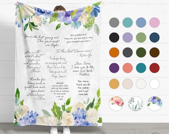 Love Letter Blanket, Handwritten Love Note on Woven or Sherpa Customized Handwriting Blankets, Personalized with Written Words & Signatures