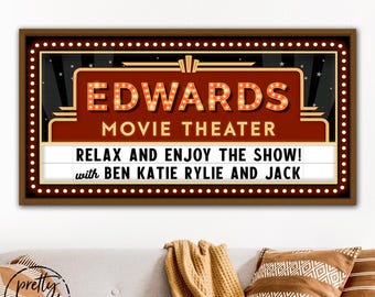 Custom Home Theater Sign | Movie Theater Decor | Personalized Movie Theatre Sign, Theater Room Decor, Movie Marquee Sign, Cinema Signs