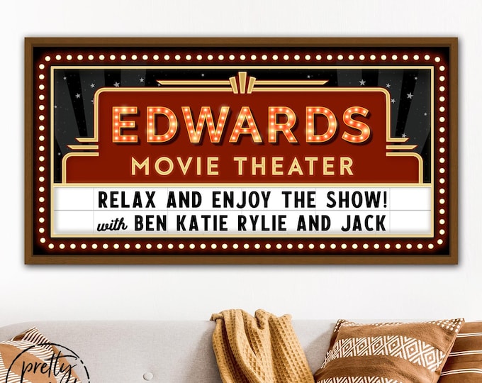 Custom Home Theater Sign | Movie Theater Decor | Personalized Movie Theatre Sign, Theater Room Decor, Movie Marquee Sign, Cinema Signs
