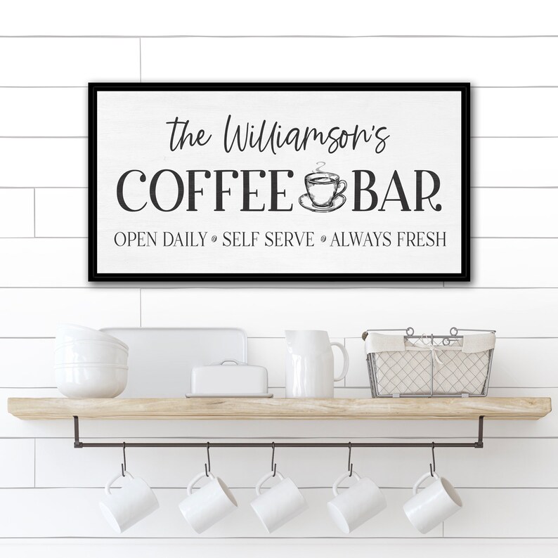 Personalized Coffee Bar Sign Family Coffee Station Custom Etsy