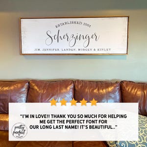 Customer product review for personalized last name established sign by Pretty Perfect Studio