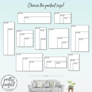 Size guide for custom indoor signs and personalized business signage designed for office wall art.