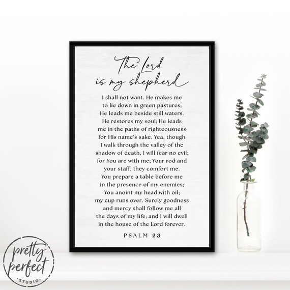 The Lord is My Shepherd Wall Art Psalm 23 Framed Print - Etsy
