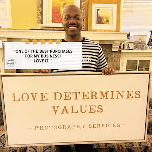 Customer review for personalized signs for business signage used as custom indoor office wall art.