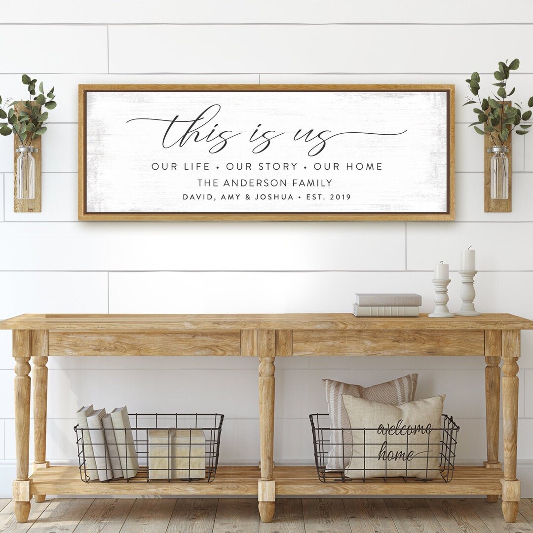 This is Us Sign, Our Life Our Story With Family Name Framed Canvas Wall ...