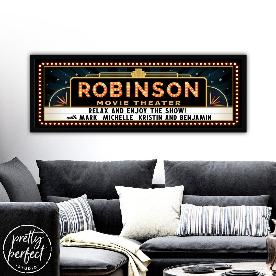 Custom Home Movie Theater Sign Personalized Movie Theater Decor, Movie Marquee Theatre Sign ...