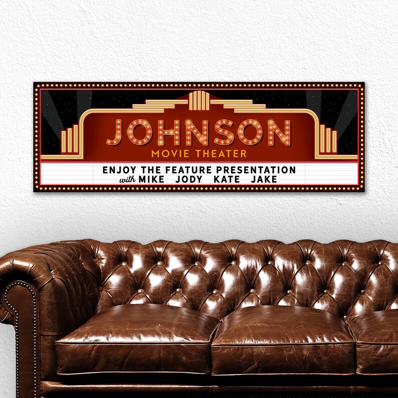 Custom Home Theater Sign Movie Theater Decor Personalized Etsy