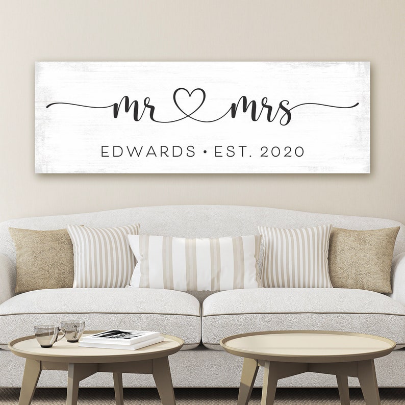 Custom Mr and Mrs Canvas Sign His and Hers Wall Art Mr & Etsy